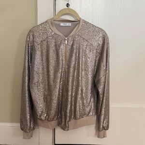 Mango Glittering Beige Bomber Jacket